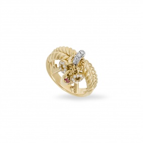 Yellow Gold Ruby & Diamond Key & Lock Ring